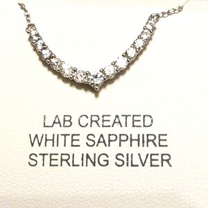 Sterling Silver White Sapphire Graduated Necklace Come With Gift Box